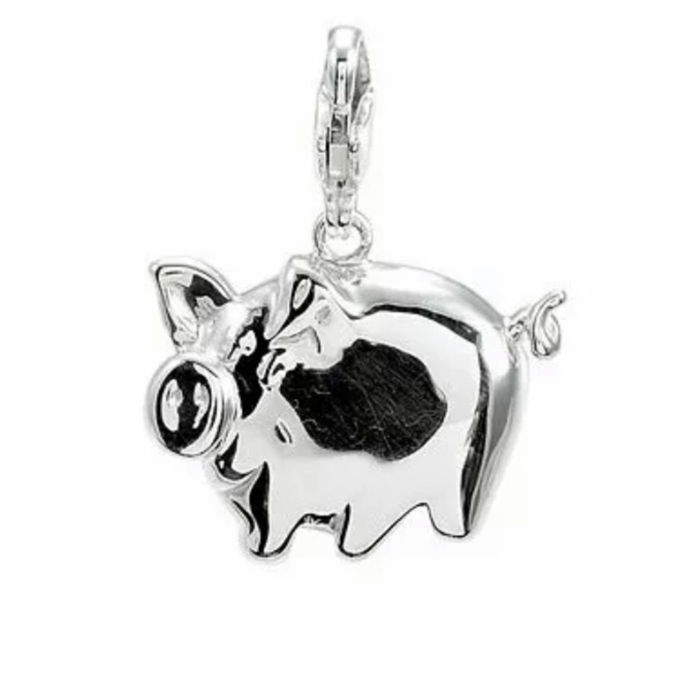 Sterling Silver Pig Charm Lobster Clasp